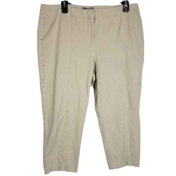 Chico's Women Pants Size 2 Large 12 Cropped Khaki Beige Mid Rise Stretch Tapered - Picture 1 of 10